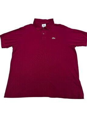 Lacoste Men's Burgundy SS Polo Shirt 100% Cotton Classic Fit Iconic Logo Sz 6